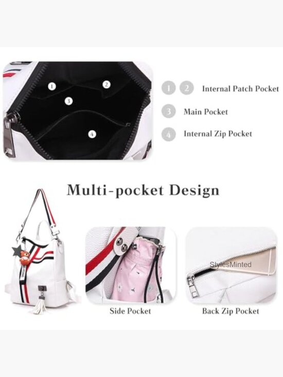 Faux Leather Travel Backpack Daypack with Tassel Women Handbags Casual